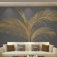 custom any size mural wallpaper modern tropical plant leaf 3d golden relief lines wall paper living room study abstract frescoes