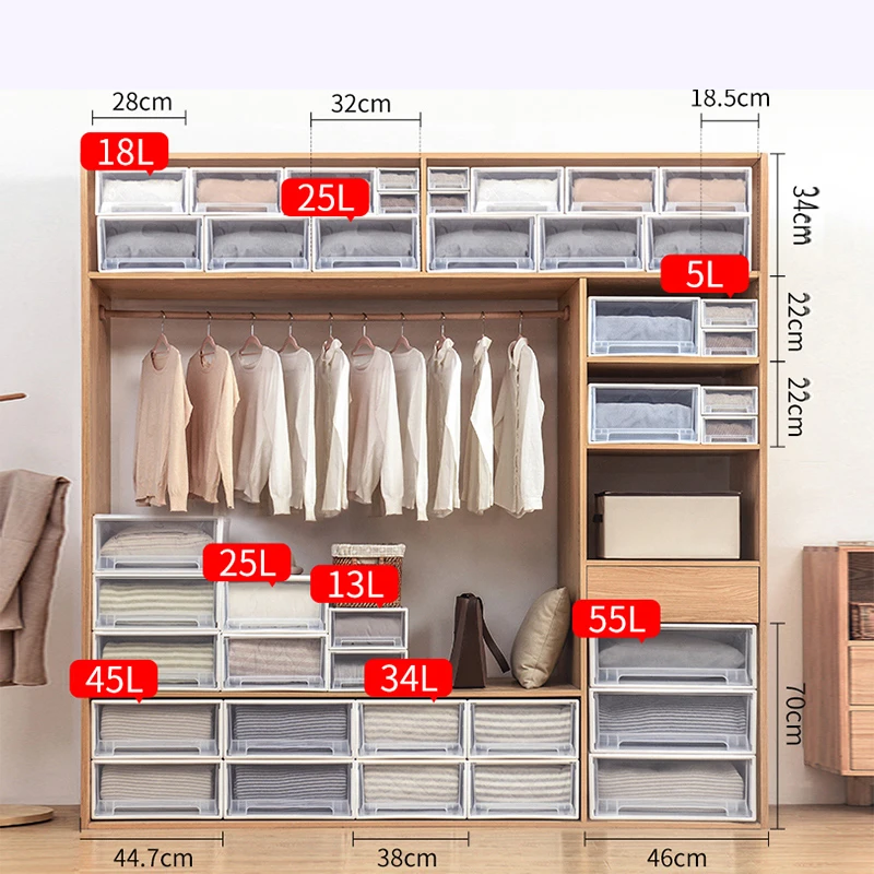 

Storage box drawer type plastic transparent storage cabinet clothes underwear clothing sorting box