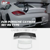 portion carbon fiber rear trunk wing lip for porsche cayman 987 rs type pcf blade and end cap gt spoiler aero trim 8pcs body kit