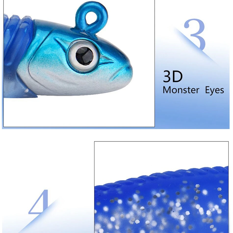 Goture 5 шт./компл. Мягкая приманка 20 г 10,8 см Jig Head быстро качели блеск световой дизайн более одинарный крючок колючая для всех рыболовных