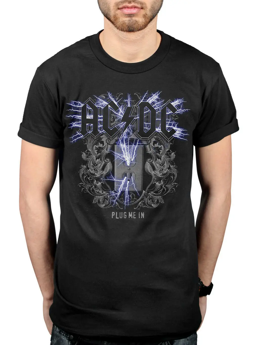 Официальная Acdc электрическая футболка Plug Me In Highway To Hell Powerage Back Black|Мужские