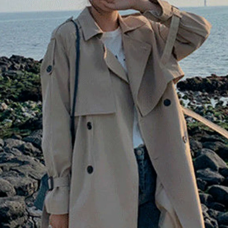 

Trench Women Casual Ulzzang Trendy Adjustable Waist Harajuku Spring Classic Double Breasted Elegant Feminino Long Sleeve Outwear
