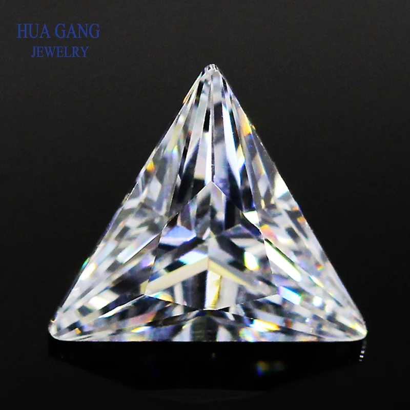 

5A White Triangle Shape Cubic Zirconia Stons Brilliant Cut Loose CZ Stone Synthetic Gems Beads For Jewelry Size 3x3-10x10mm