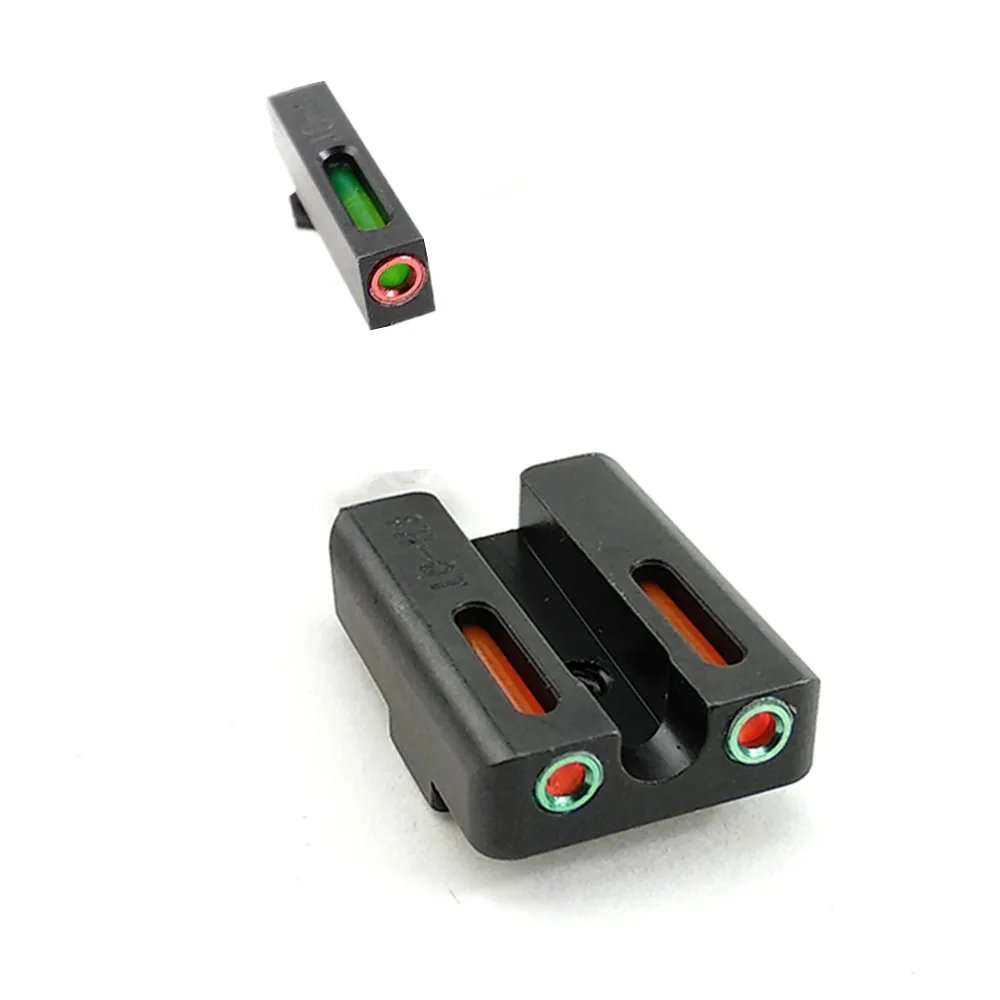 Зеленый Оптическое волокно передние и задние прицелы Набор для Glock 17 19 23 26 9 мм