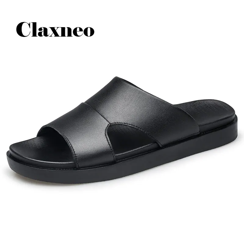

Man Leather Slippers 2021 Summer Nature Genuine Leather Men's Sandals Breathable Soft Outdoor Casual Shoes
