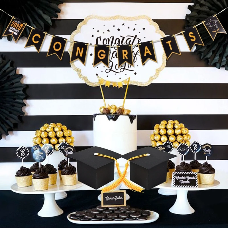 

10PCS Graduation Hat Cap Candy Box 2021 Graduation Decoration Congratulations Graduation Party Decorations Gifts Packing Box