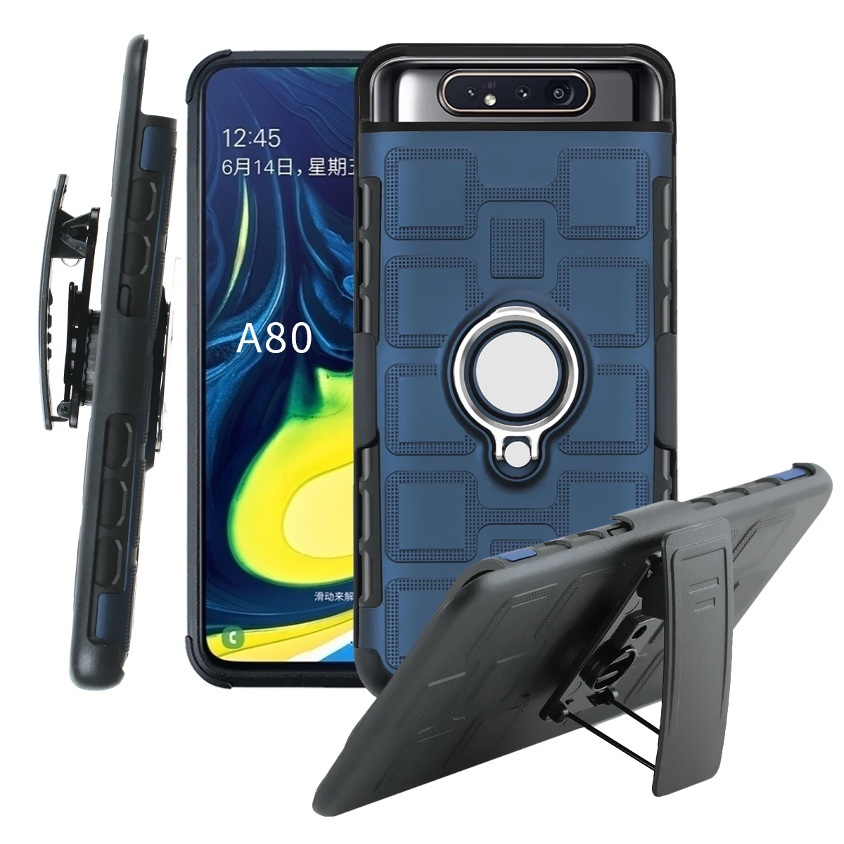 Чехол кобура с металлическим кольцом для Samsung A80 автомобильный магнитный