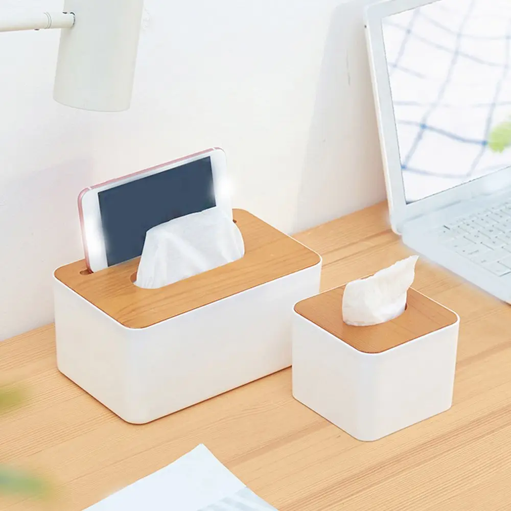 Пластиковый ящик для салфеток Деревянный чехол дома держатель автомобильных