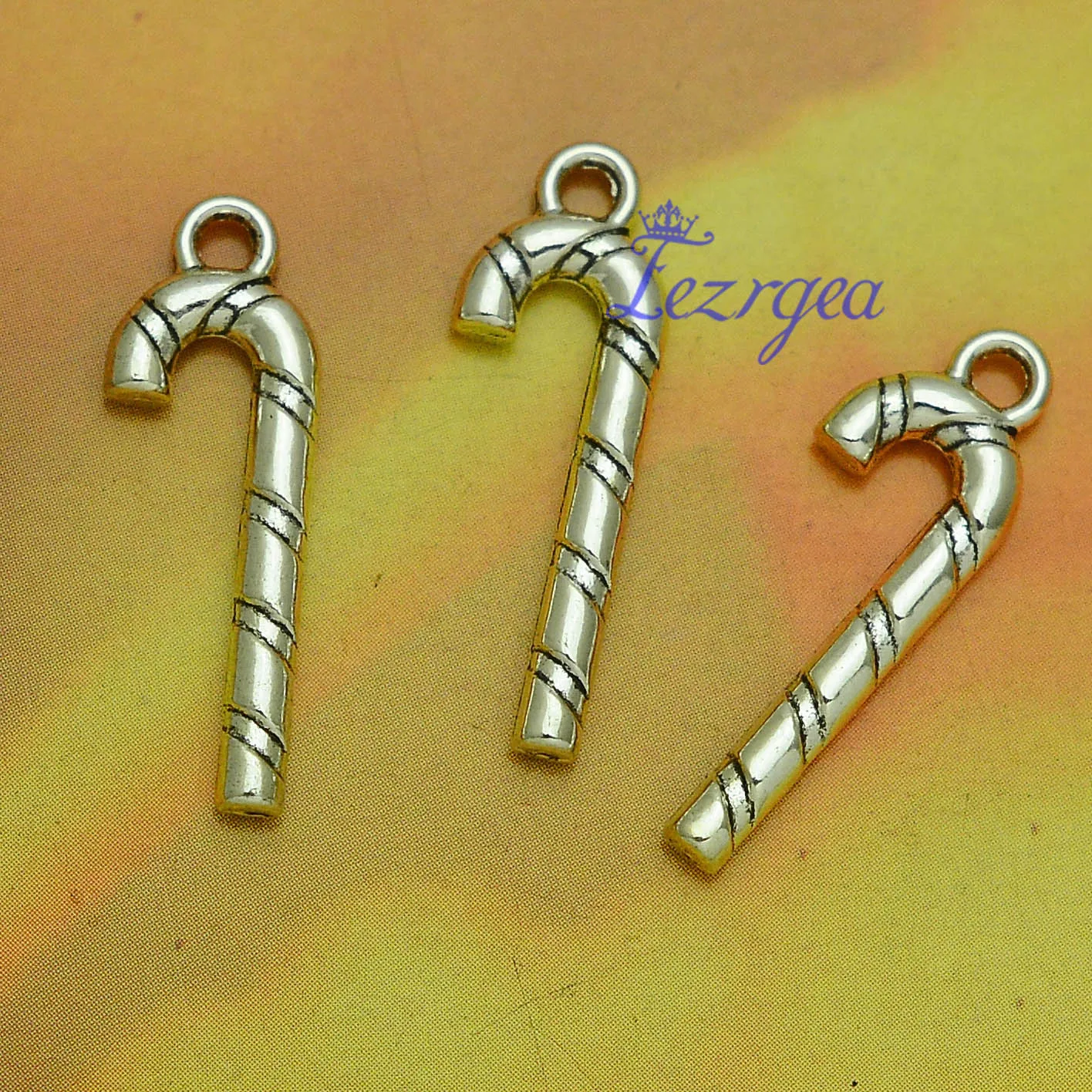 

25pcs/lot--26x9mm Antique Silver Plated Christmas Cane Charms Candy Pendants DIY Supplies Jewelry Making Finding Accessories