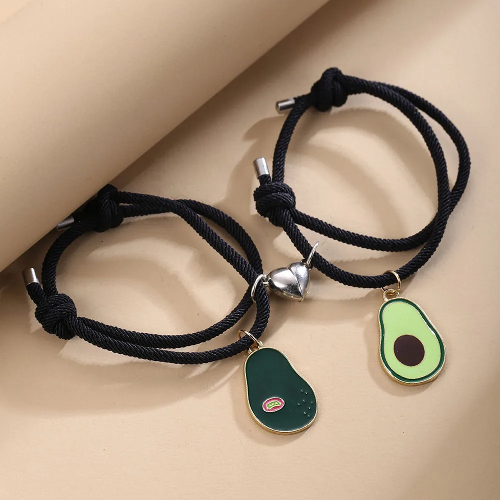 Модный милый браслет серебристого цвета с авокадо влюбленным сердцем для