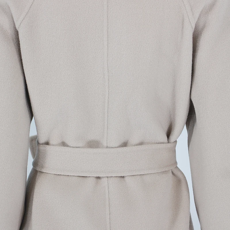 

CXFS 2021 Winter Jacket Women Big Real Fur Coat Natural Raccoon Fur Collar Wool Blends Belt Warm Outerwear Streetwear Fashion