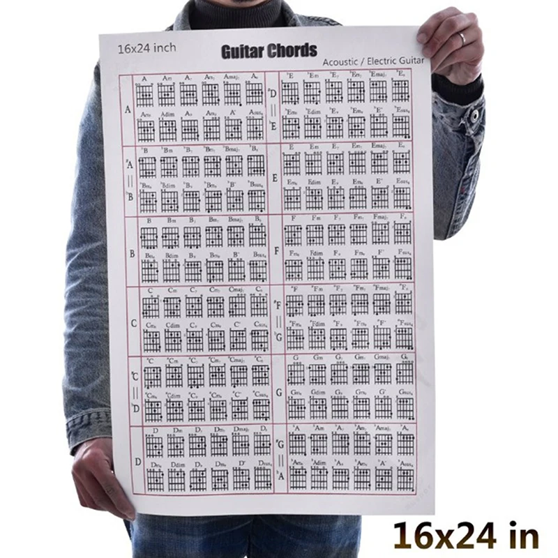 elektrische akustische gitarre praxis akkorde skala chart aufkleber werkzeug lehren musik lernhilfe tabs für anfänger gitarre liebhaber fr