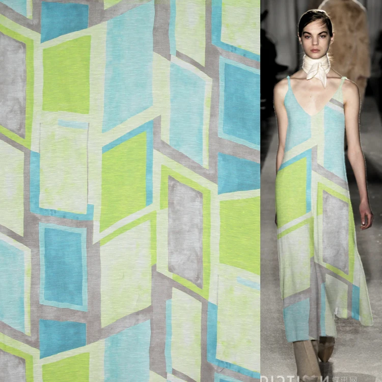 Модный геометрический дизайн шелковая льняная смешанная ткань 14 мам ширина 140 см