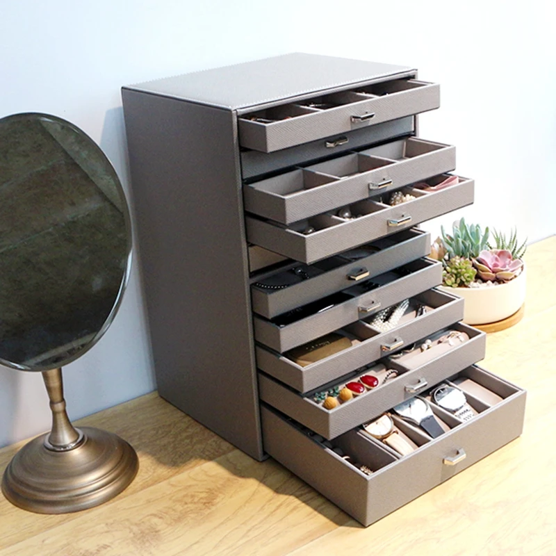 Кожаная Многоуровневая шкатулка для ювелирных изделий коробка хранения цепочек