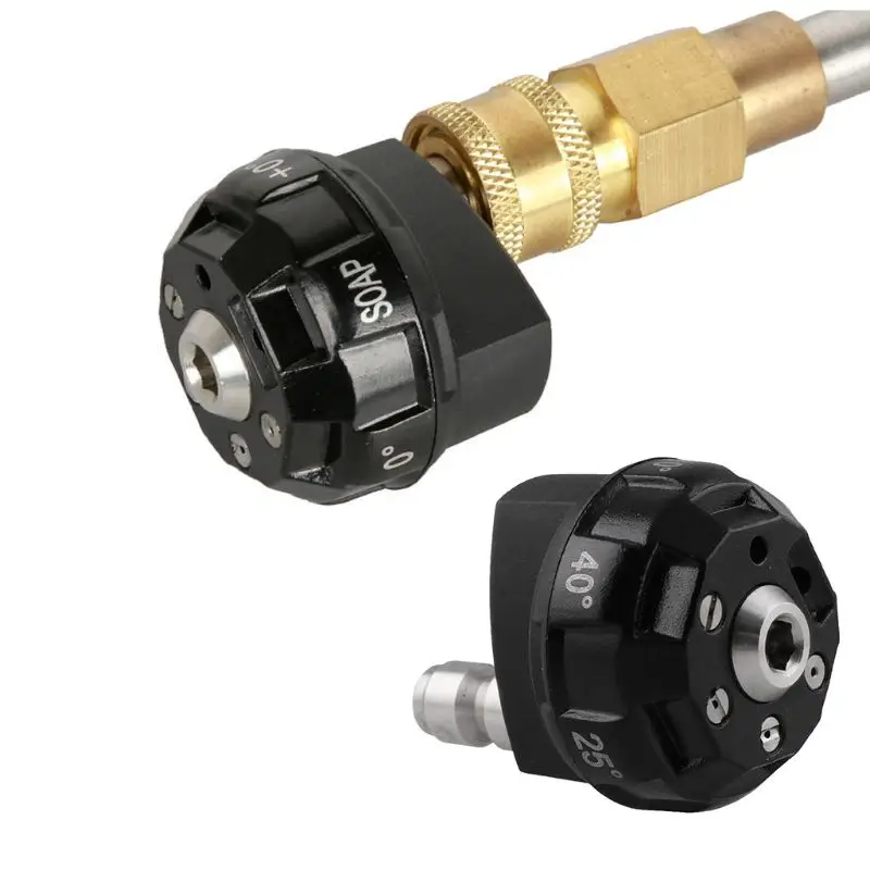 

Pressure Washer Nozzle Tips 6 in 1 Changeover 1/4 Inch Quick Connect Pressure up to 4000PSI Linear Fan-shaped Foam