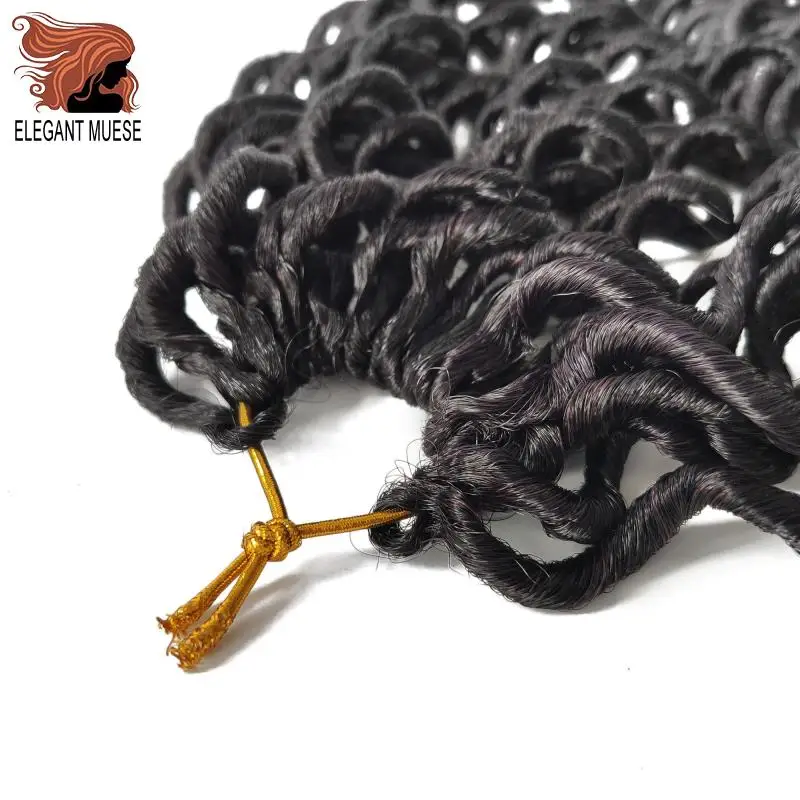 Элегантный Муз Faux locs Curly накладные волосы на крючке, затененные, волосы синтетический эффектом деграде(переход от темного к каштановые волосы для наращивания 18 дюймов 24 подставки для плетения волос