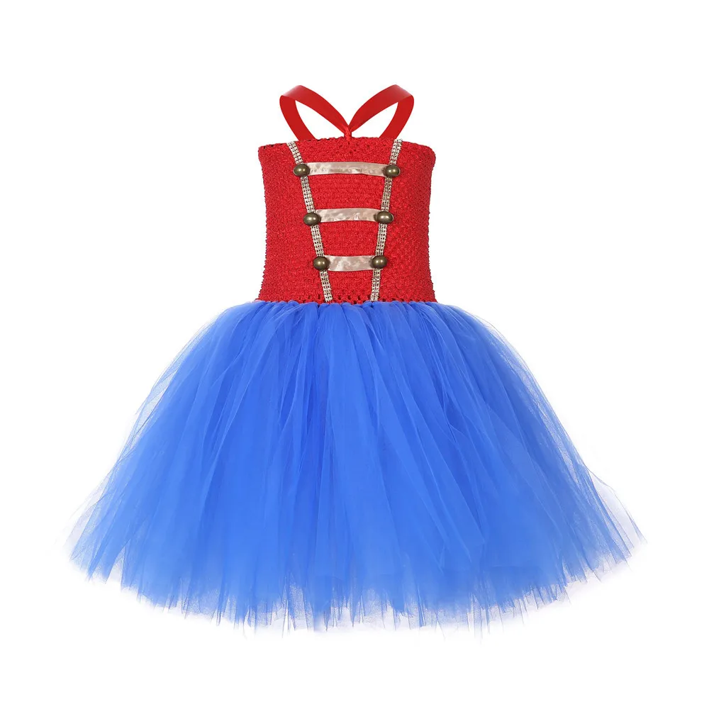 Blue dress Необычные Цирк манежа Туту платье солдата костюмы в стиле "щелкунчика" утепленный ввельветовый Детский комплект красные, черные платье для дня рождения, костюм на Хэллоуин для девочки, одежда - Цвет: Blue dress