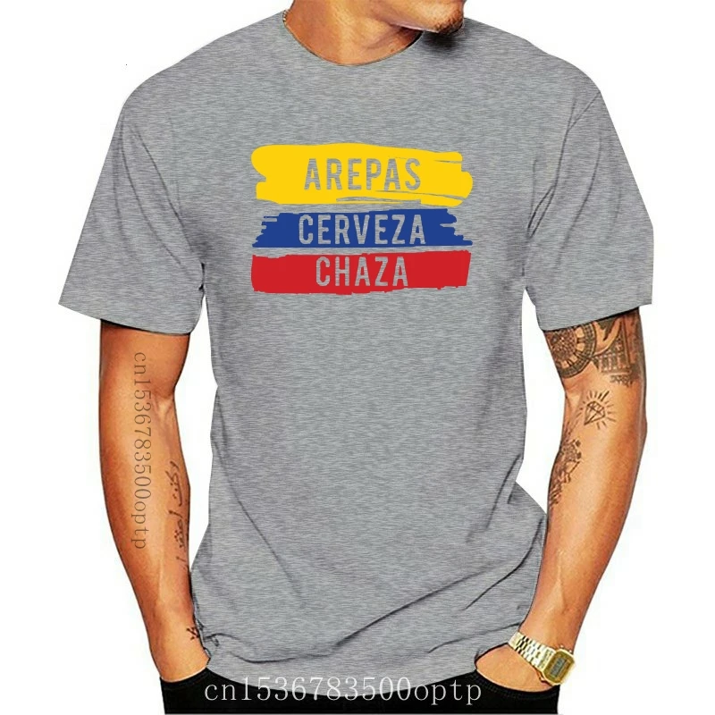 

New Vintage Colombia Flag Chaza Game Graphic Arepas Cerveza T Shirt For Men Cotton Adult T-Shirts Awesome Male