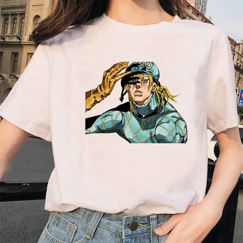 Японское аниме JoJo Необычные Приключения Забавные футболки для мужчин и женщин с принтом Футболка Повседневная Jojo футболка хип-хоп топ тройники Женские - Цвет: 20232
