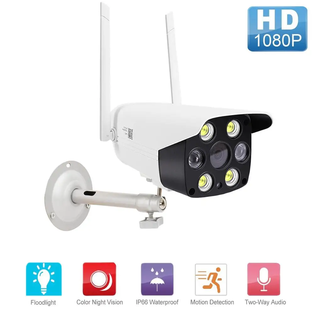 WiFi камера безопасности с прожектором 1080P движение активированный Цвет ночного