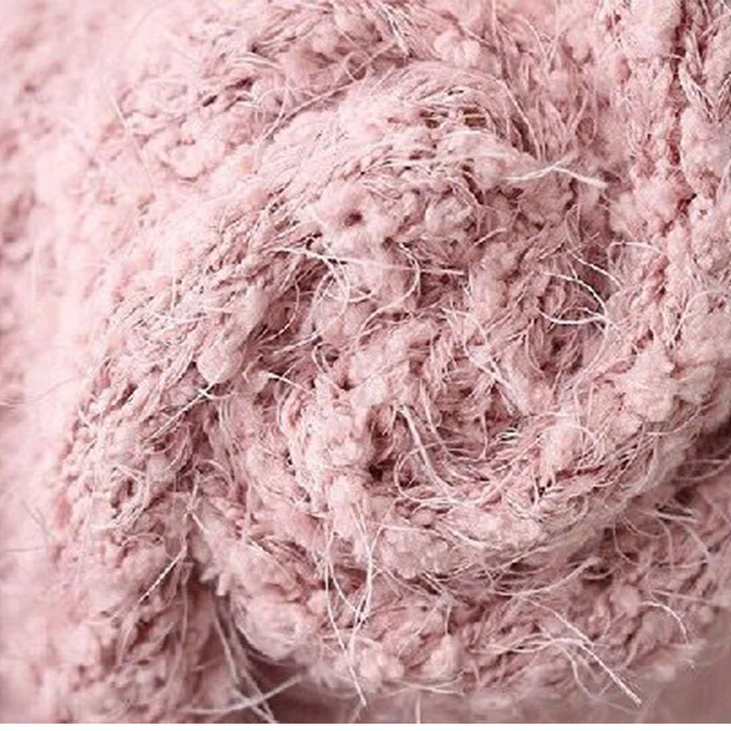 Мода Розовый Свитер Длинный Кардиган Женщин Открытый Стежка Зима Вязаный Пальто