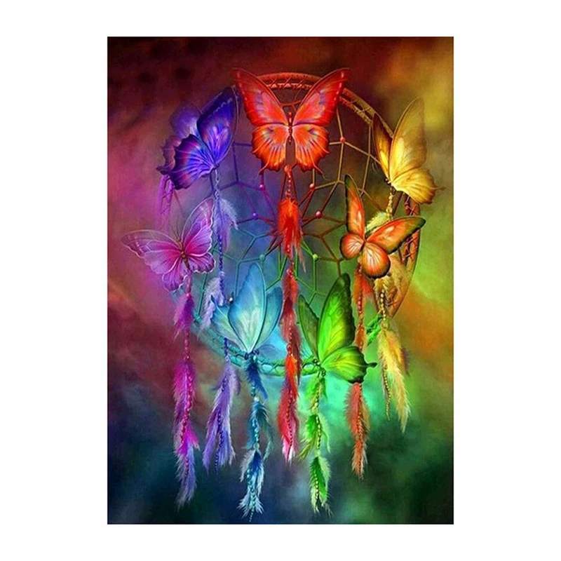 

DIY 5D Diamond Painting By Number Kits Round Drill Rhinestone Picture Art Craft Home Wall Decor Butterfly Dream Catcher