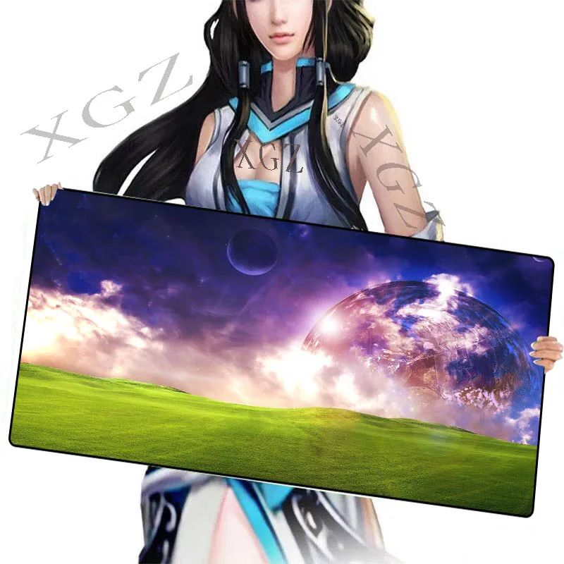 

XGZ Fantasy Grass Planet Speed Lock Edge Large Natural Rubber Mouse Pad Waterproof Game Table Dota LOL 60x30/90x40