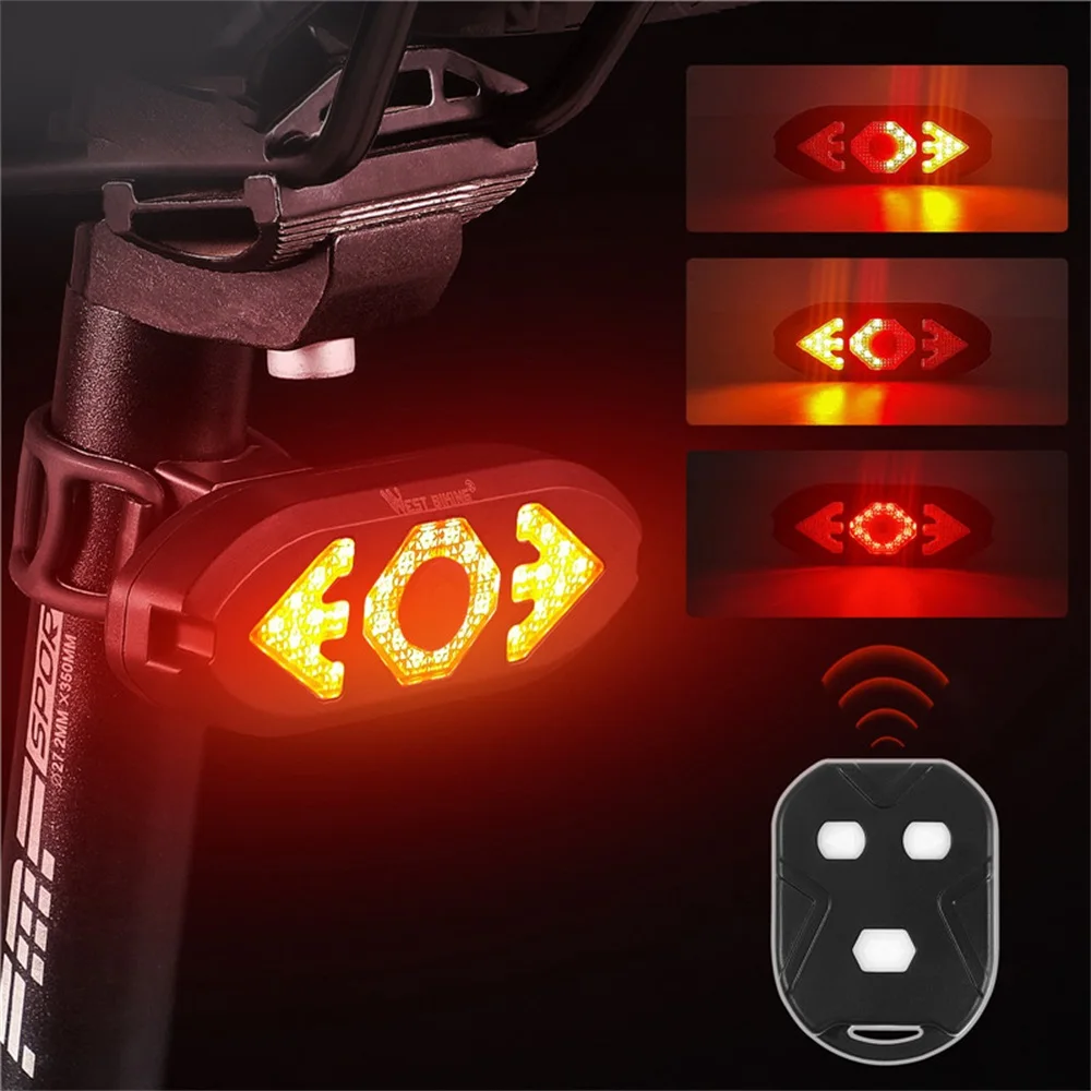 

Bike Tail Light Turn Signals Wireless Remote Control Mountain Bike Tail Light USB Rechargeable Bicycle Flashing Headlight