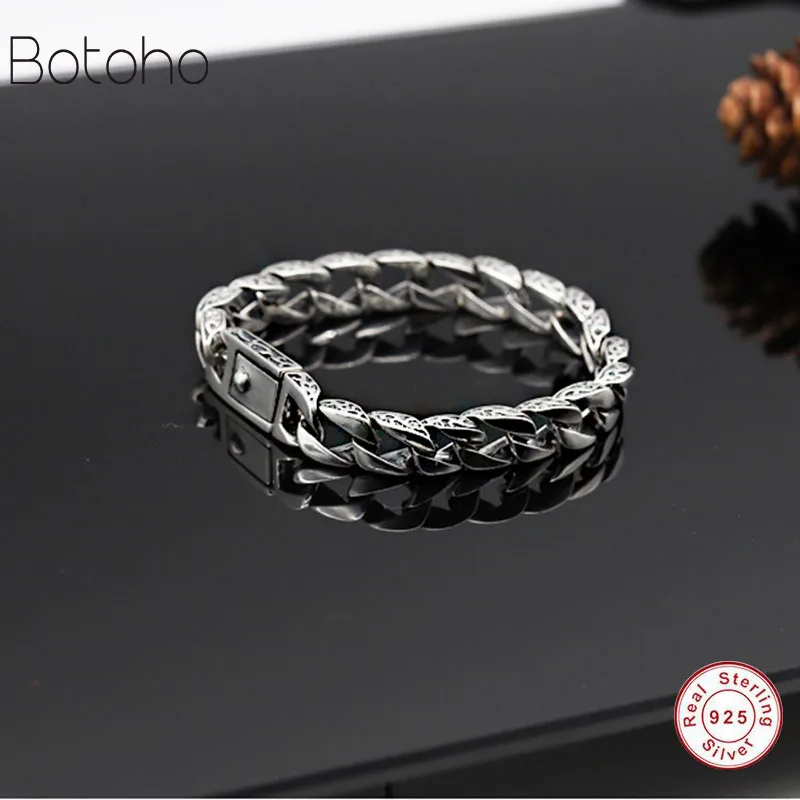 925 браслеты мужские винтажные тяжелый тайский серебряный цвет модные ювелирные