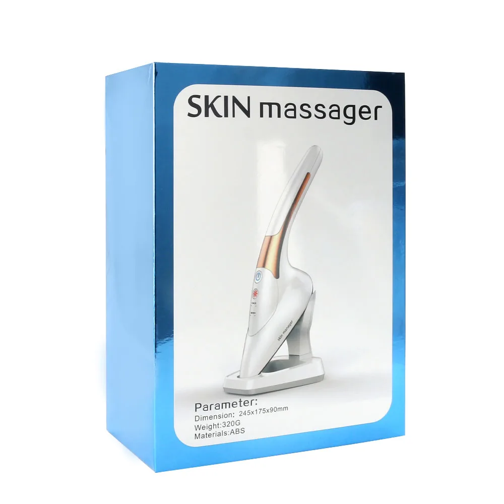 Have gift box Microcurrent Iron Vibrating Body Massager Heat Iontophoresis Wrinkles Remover LED Photon Face Lifting Tightening Anti-aging Tool - Цвет: Have gift box
