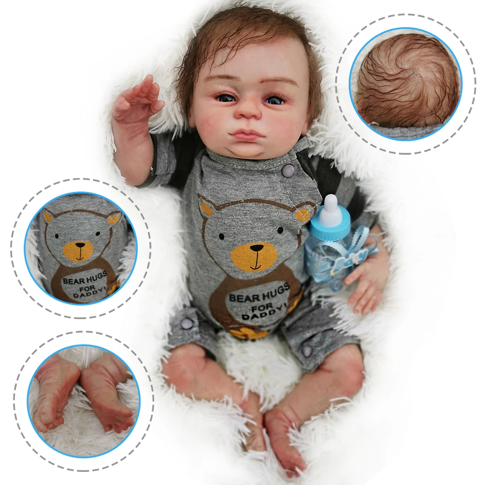 

45cm soft cotton body + Silicone Reborn Baby Doll real bebe reborn doll girls boy toy Kids Playmate Gift alive Hand drawn doll