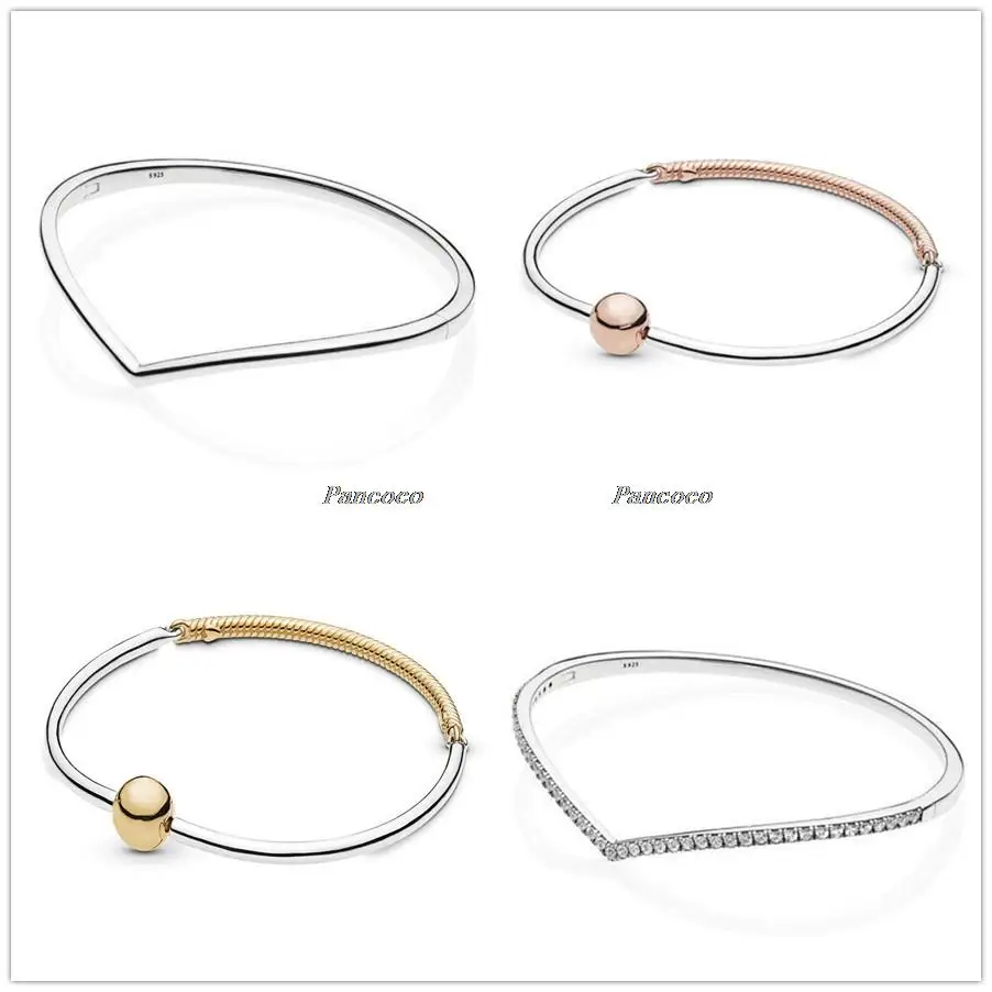 

Authentic 925 Sterling Silver Shimmering Wish Cubic Zirconia Snake Chain Bracelet Bangle Fit Women Bead Charm Fashion Jewelry