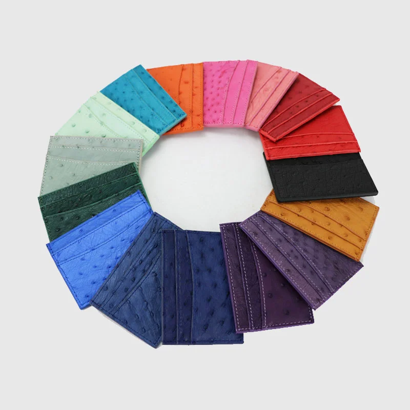 

Customized High Quality Luxury Genuine Ostrich Leather Credit Card Holder Unisex Slim Card Wallet Case Men Coin Purse Holder