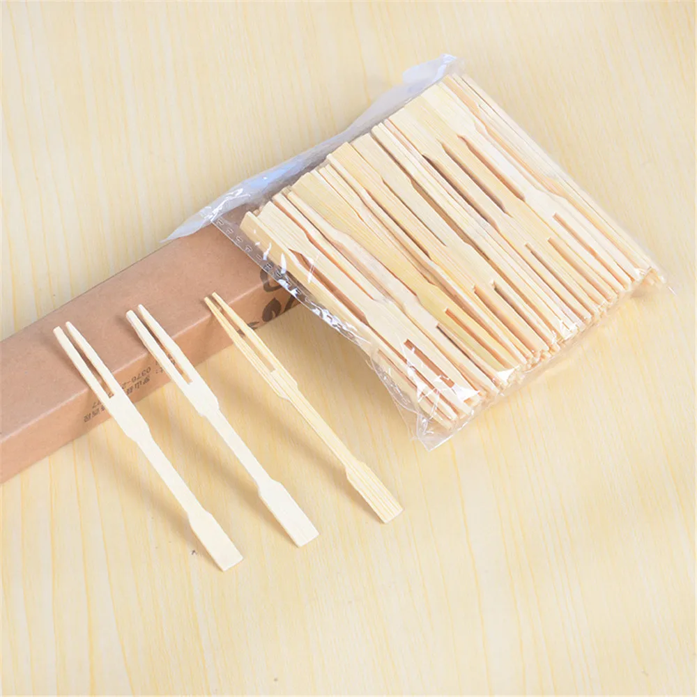 

100pcs Disposable Wooden Fruit Fork Dessert Cocktail Fork Set Party Home Household Decor Tableware Supplies Bento Accessories