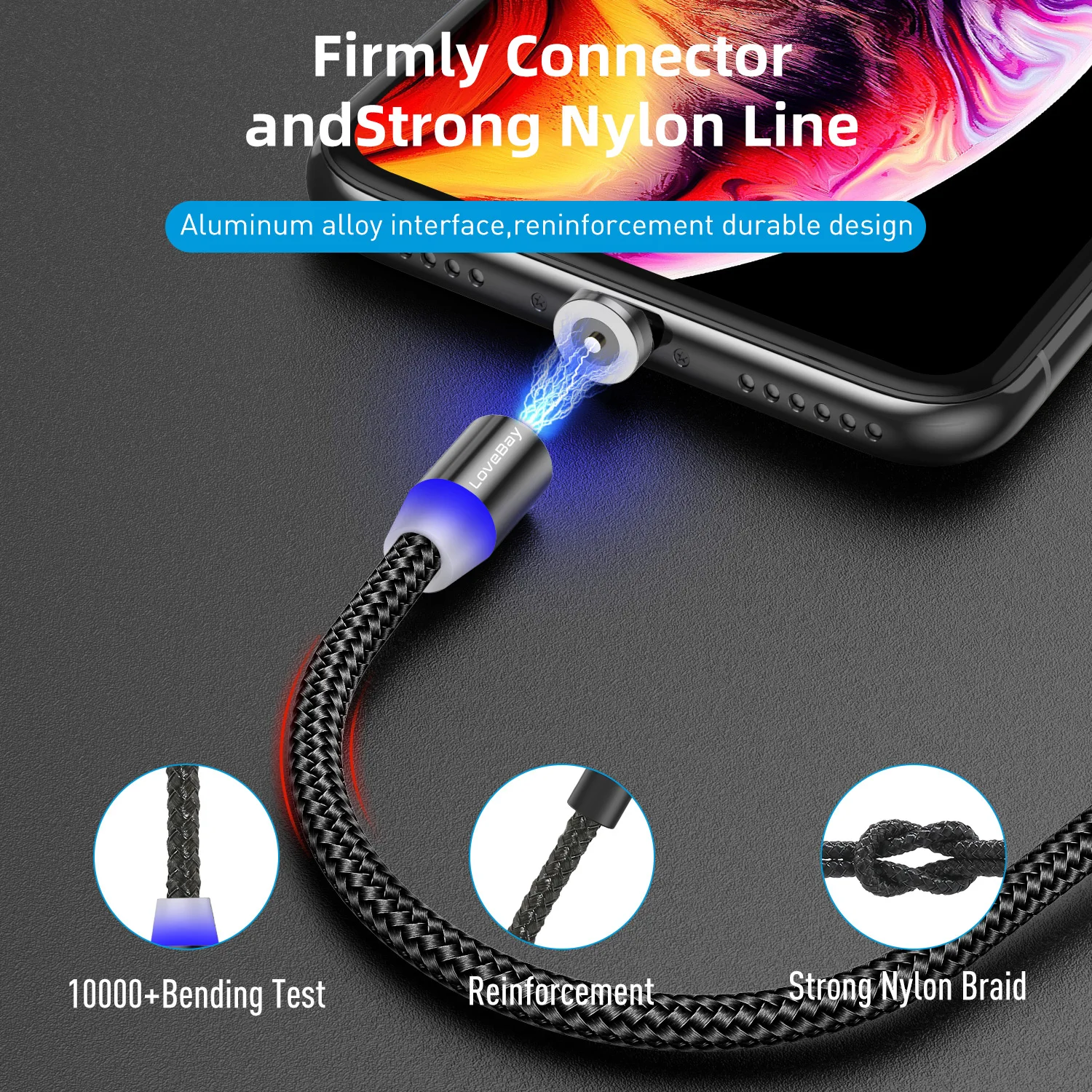 Lovebay Магнитный USB 3 м кабель для быстрой зарядки для Iphone TYPE-C Micro USB шнур Магнит Micro USB кабель для мобильного телефона USB шнур