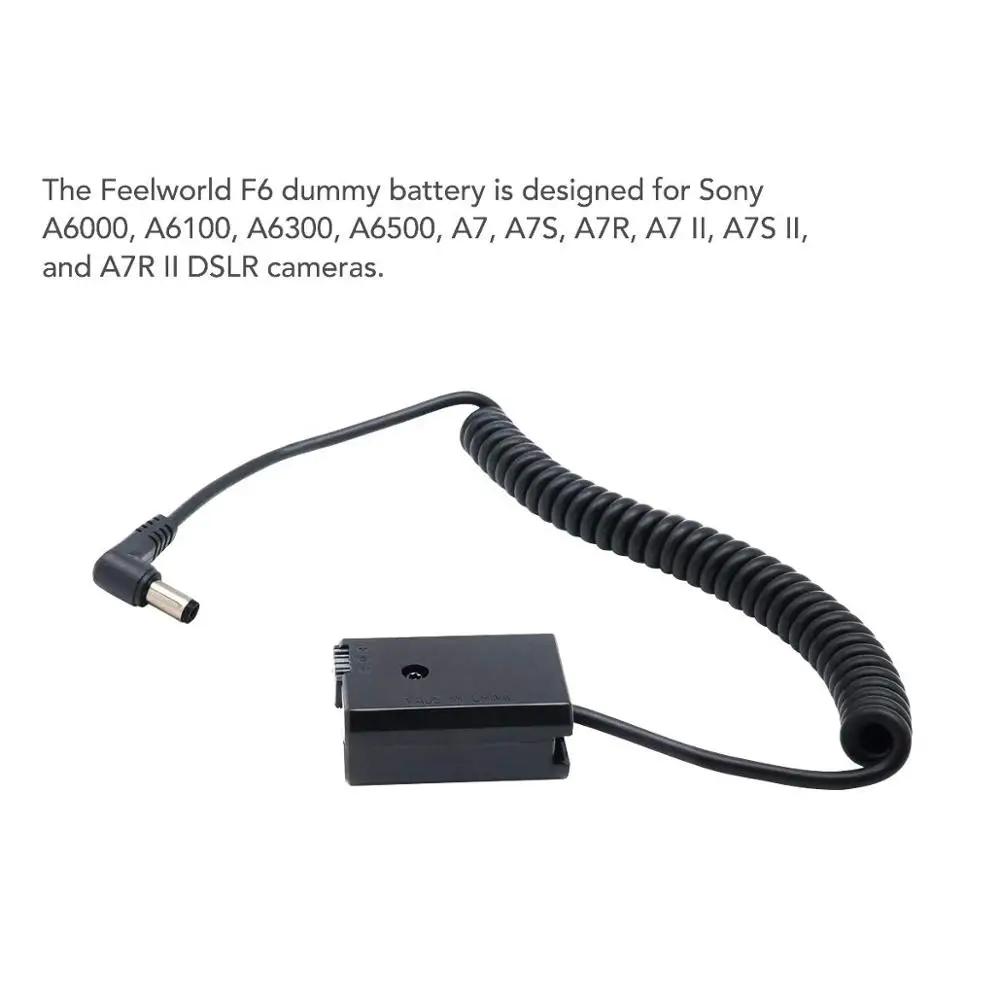 

NP-FW50 Dummy Battery Pack Coupler Adapter with DC Male Connector Power Coiled Cable for Sony A6500 A6300 A6000 a7 a72 a7s a7r