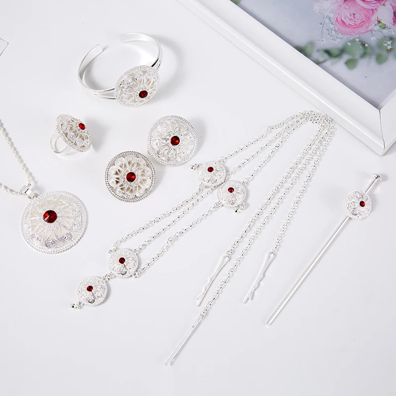 Африканский Свадебный Ювелирный Комплект из серебристого эфира комплекты