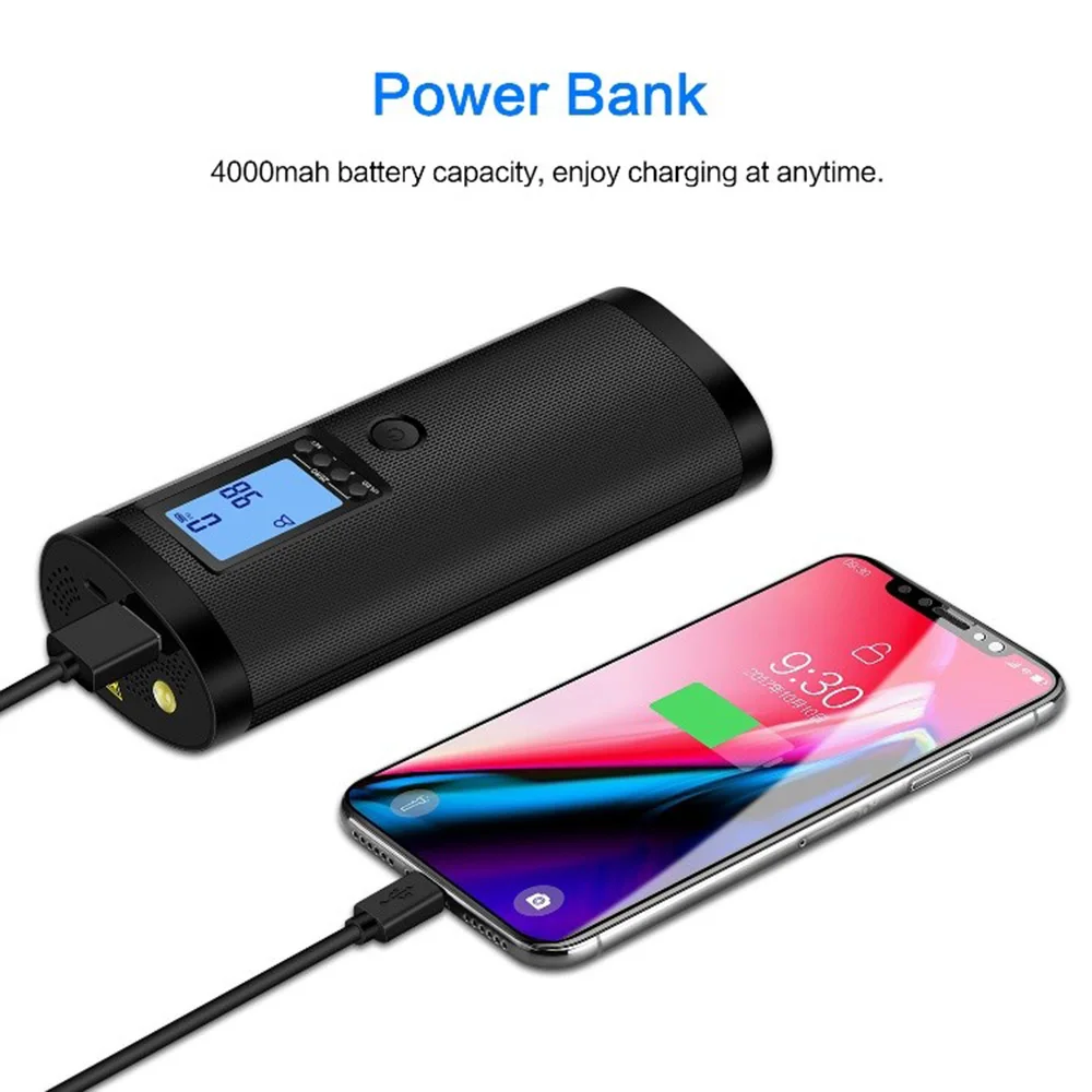 Портативный воздушный мини насос для велосипеда с манометром перезаряжаемый