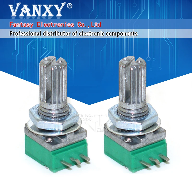 

5PCS RK097N 100K single linked potentiometer B100K with a switch audio 3pin shaft 15mm power amplifier sealing potentiometer