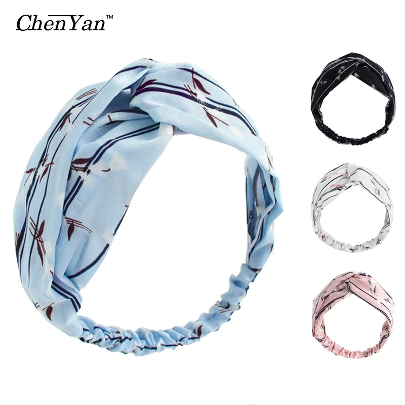 Chen Yan Satin полосатая повязка на голову Girl повязки с узелком New Wild Hairband FD18022| |
