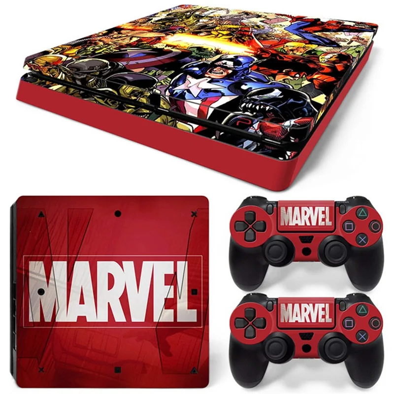 Виниловая наклейка Marvel Avengers для консоли PS4 Slim и 2 контроллера|Наклейки| |