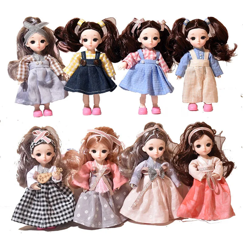 BJD все для куклы барби кукла подвижная шарнирная 16 см 1/6 3D глаза Bjd пластиковая девочек игрушки длинный парик