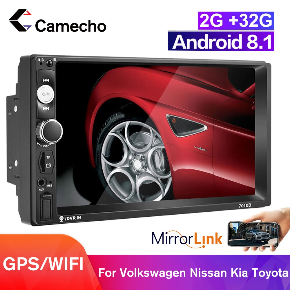 Автомагнитола Camecho универсальный мультимедийный плеер на Android с GPS 2 Гб ОЗУ 32 ПЗУ