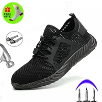men safety shoes with metal toe indestructible ryder shoe work boots with steel toe dwaterproof water breathable sneakers work s
