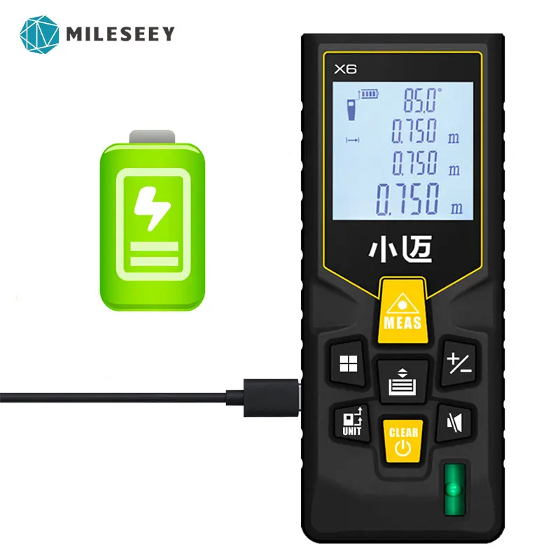 MILESEEY Laser Distance Meter  X6 Rechargeable 40M 70M rangefinder laser tape range finder build measure device ruler test tool