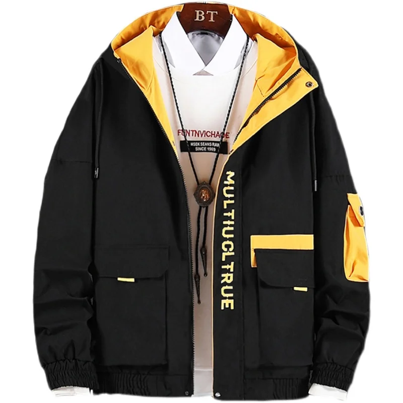 

Spring and autumn men's tooling jacket new casual loose student hooded jacket men's fashion trend high-quality men's clothing
