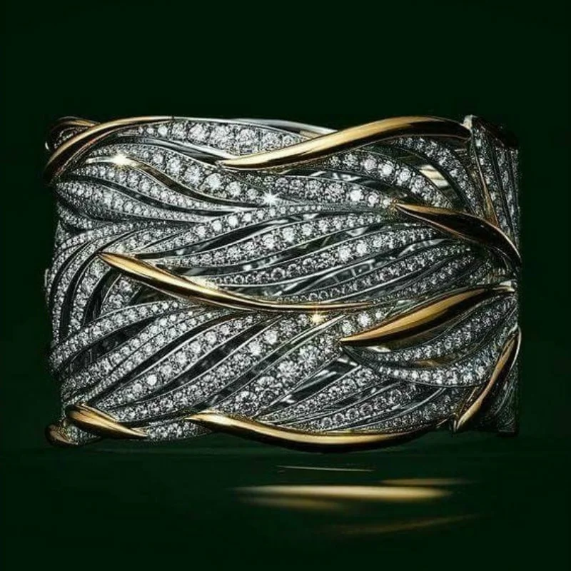 VILAGE Ослепительная Свадебные Ювелирные Кольца Позолоченные Роскошные модные