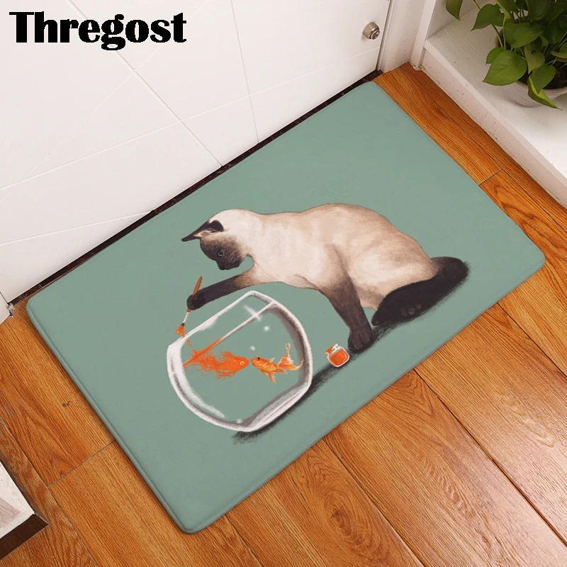 

Cute Cartoon Animal Printed Welcome Doormat Non Slip Door Mat Kitchen Mats Anti-slip Bathroom Carpet Modern Home Decor Washable