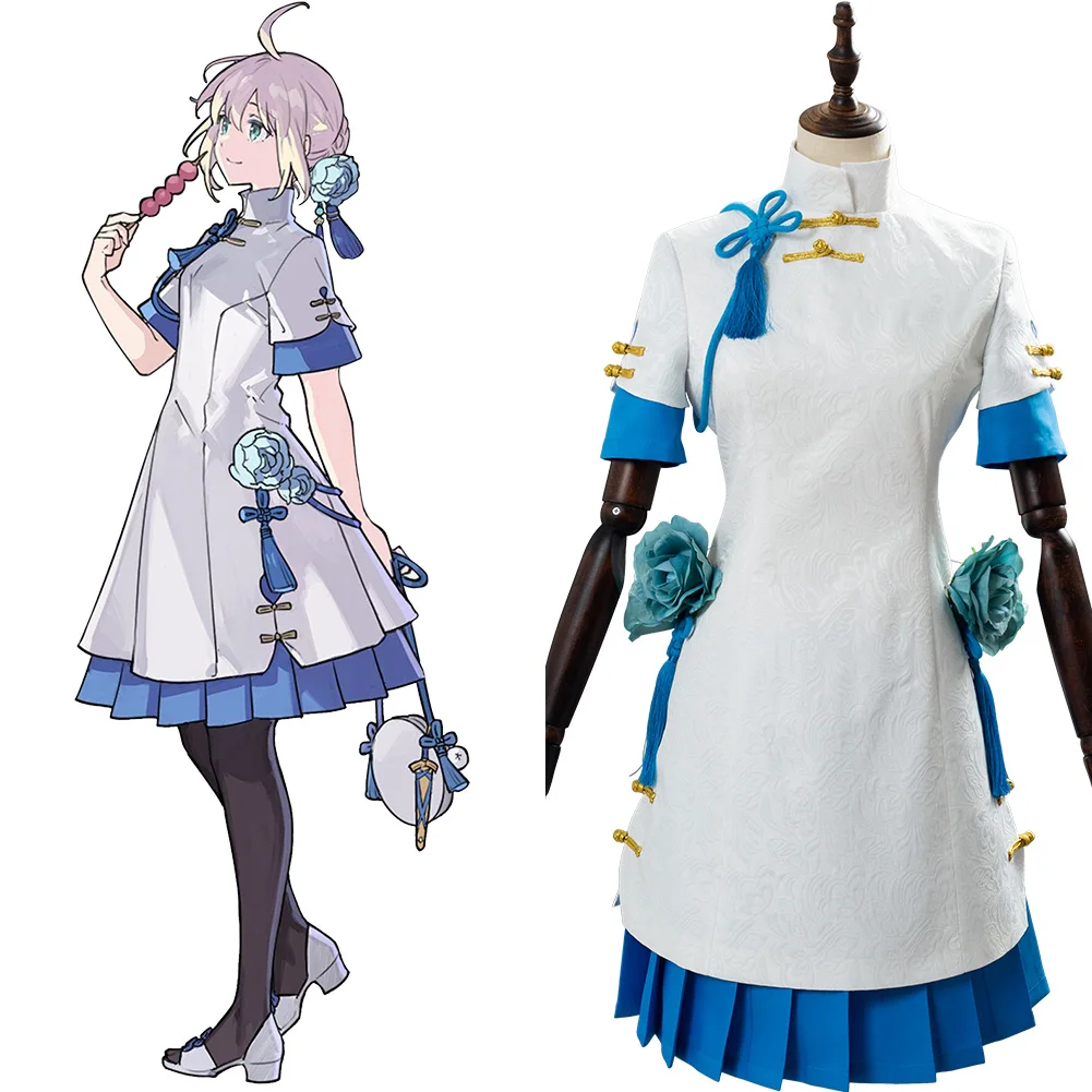

Костюм для косплея «Fate/Grand Order», Сабер арутория пендорагон, женское белое платье Чонсам для вечеринок, карнавальное платье на Хэллоуин
