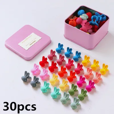 

Fashion 50/30Pcs Mini Hair Claw Flower Clip Rabbit Bunny Ear Hairpin Crown Heart Shape Claws Girl Hair Accessories With Tin Box